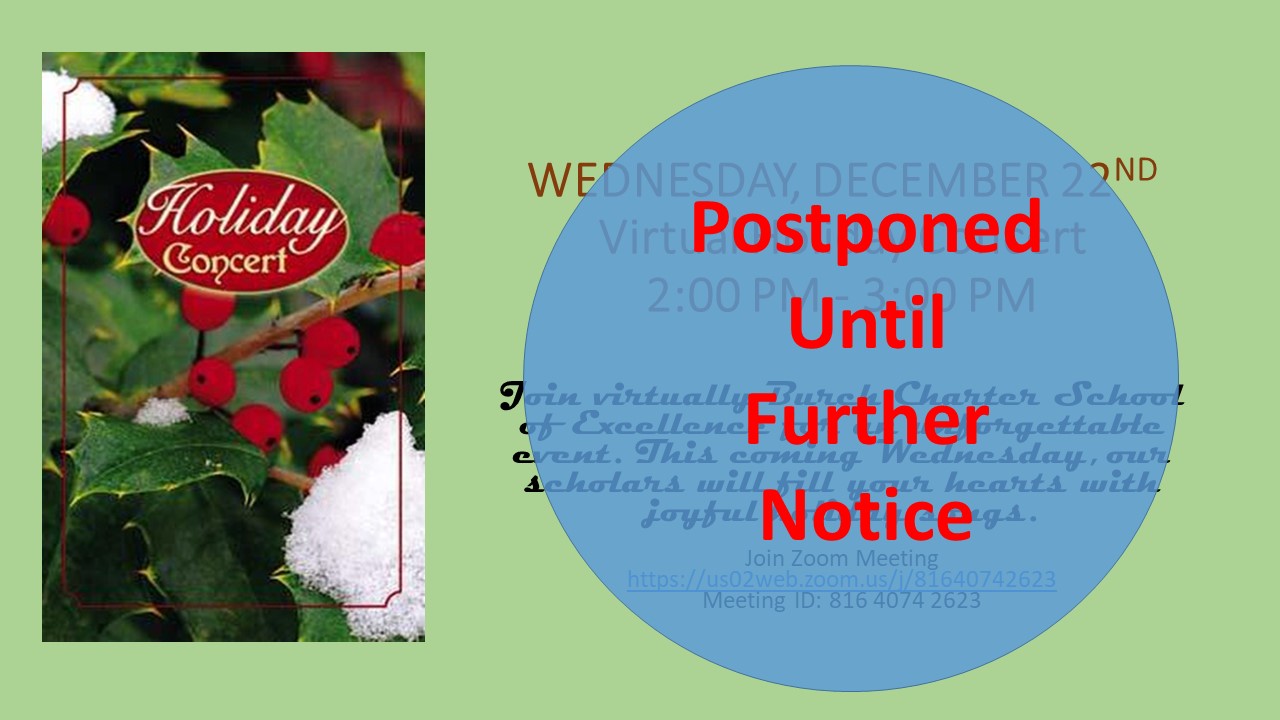 WEDNESDAY DECEMBER 22nd Virtual Holiday Concert